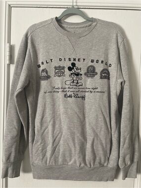 Walt Disney World Light Gray Embroidered Crewneck Sweatshirt with Mickey Graphic